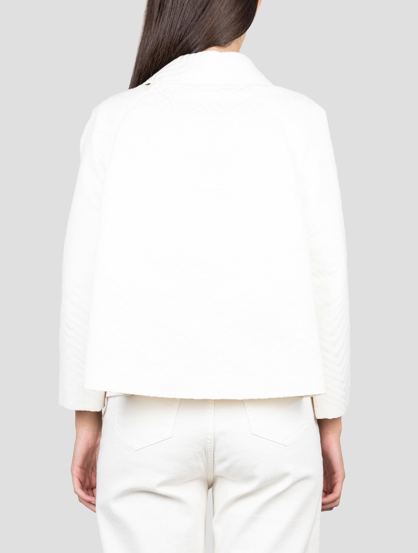 Kiton White Pl Cotton Blazer