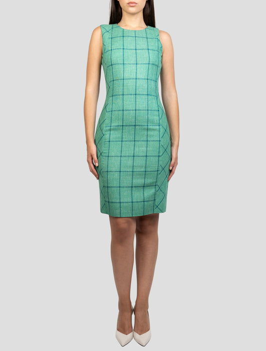 Kiton Green Blue Cashmere Linen Silk Dress