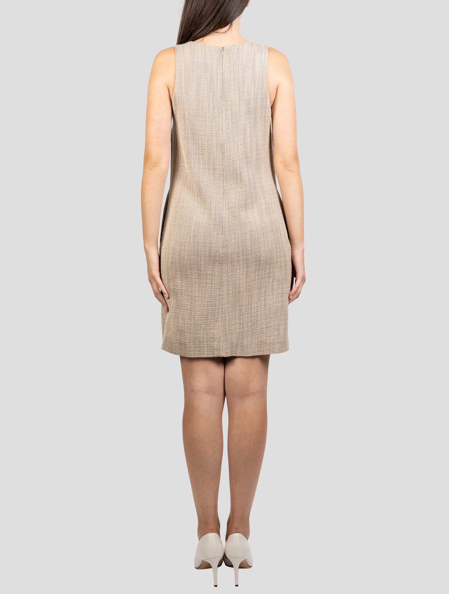Kiton Beige Wool Pa Silk Dress