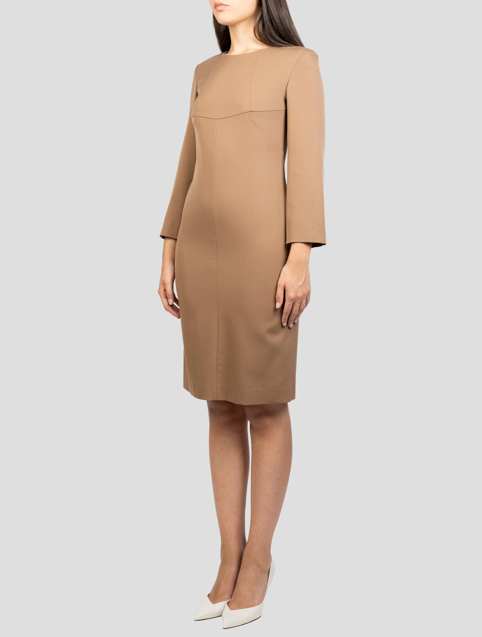 Kiton Brown Virgin Wool Ea Dress