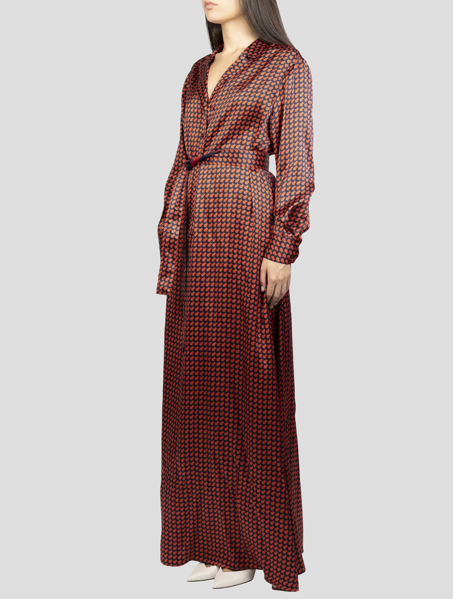 Kiton Red Blue Silk Dress