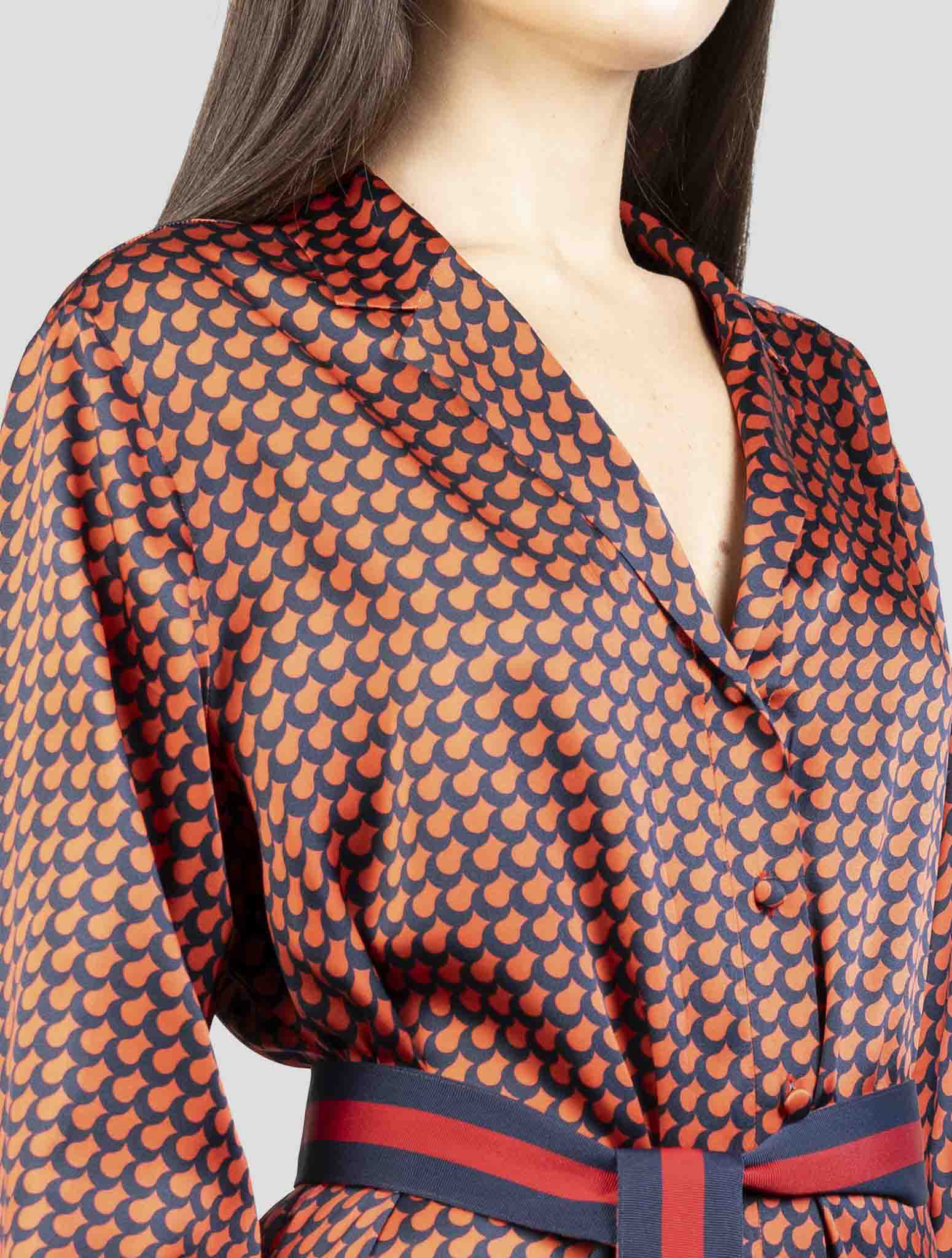 Kiton Red Blue Silk Dress
