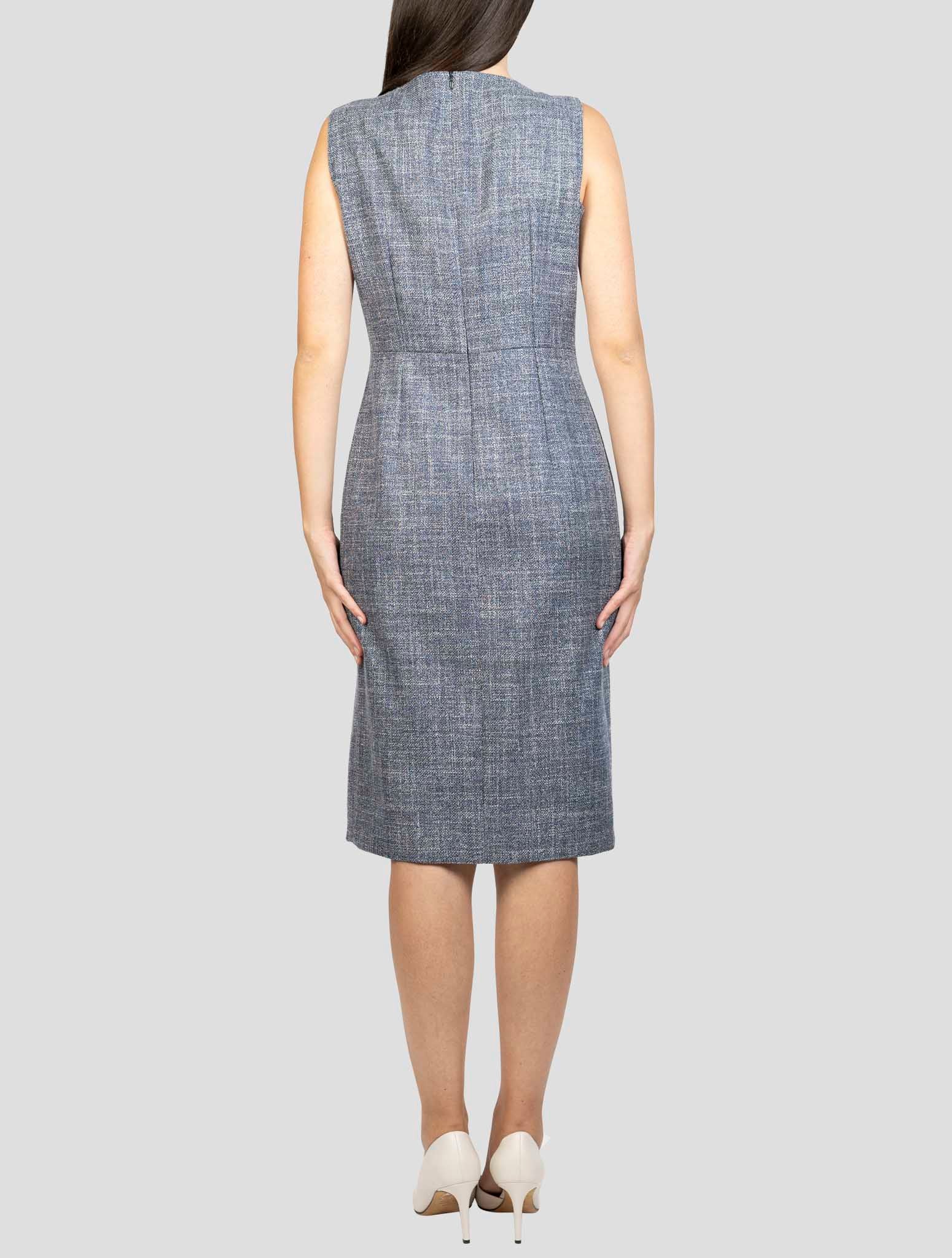Kiton Blue Virgin Wool Silk Linen Dress