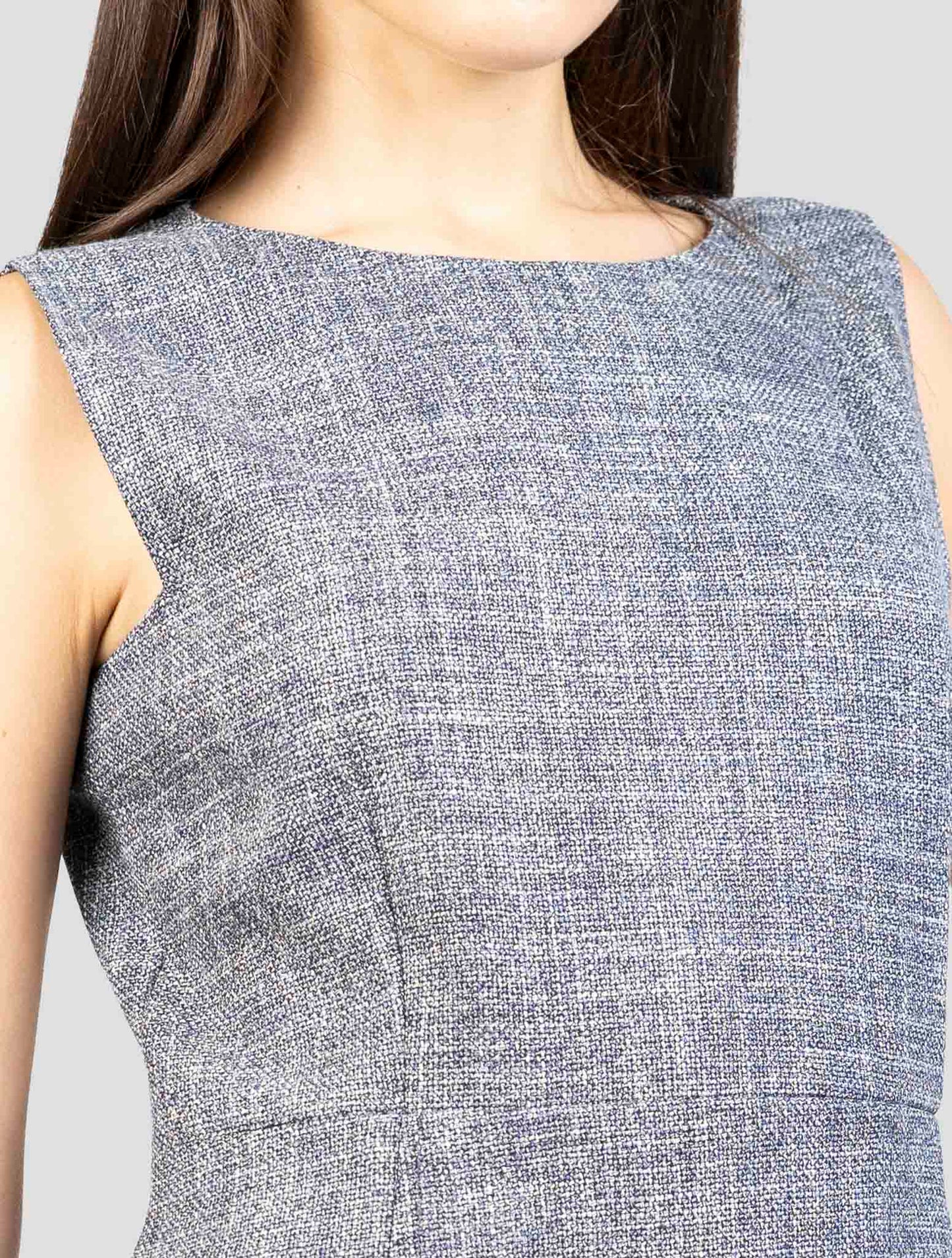 Kiton Blue Virgin Wool Silk Linen Dress