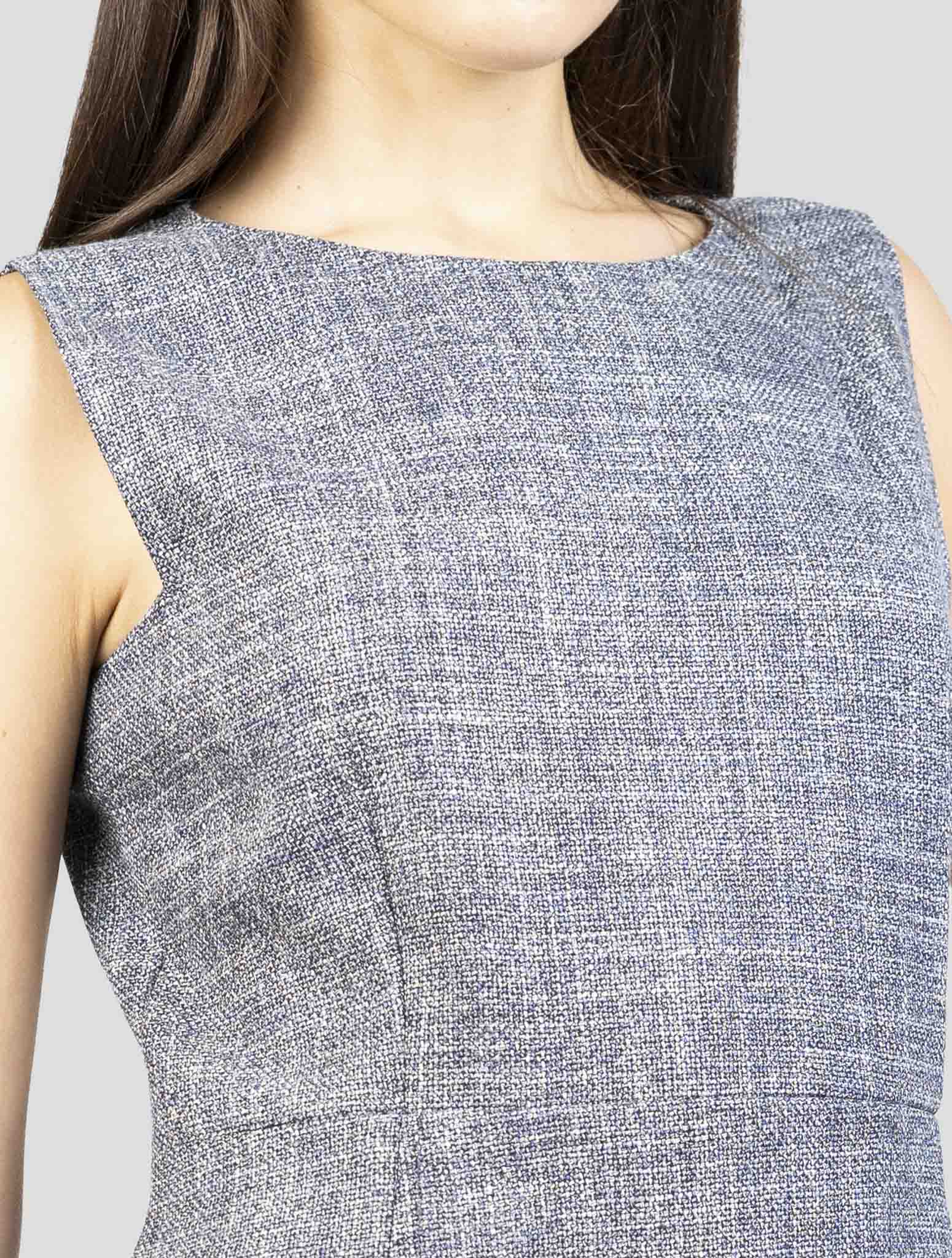 Kiton Blue Virgin Wool Silk Linen Dress