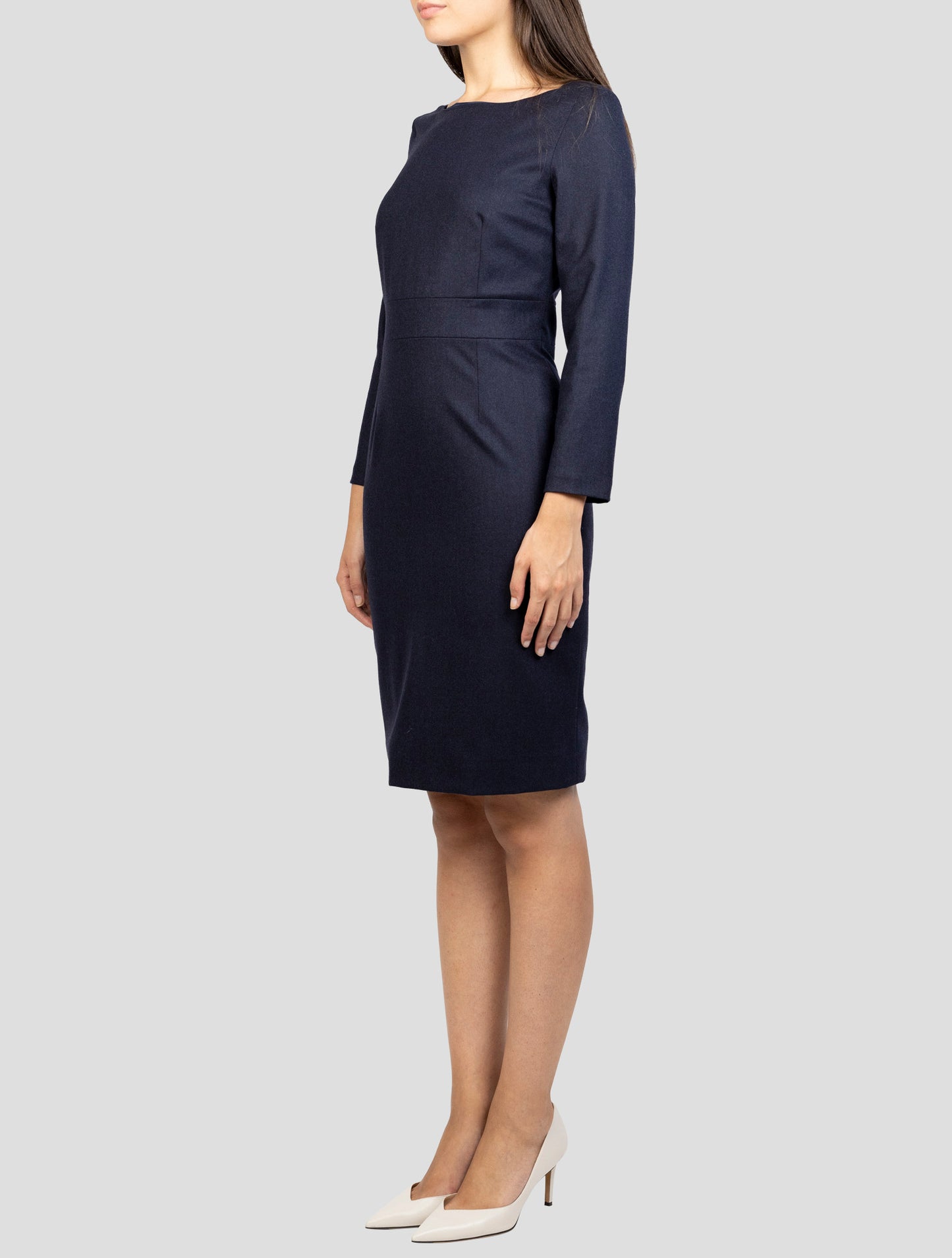 Kiton Blue Virgin Wool Ea Dress