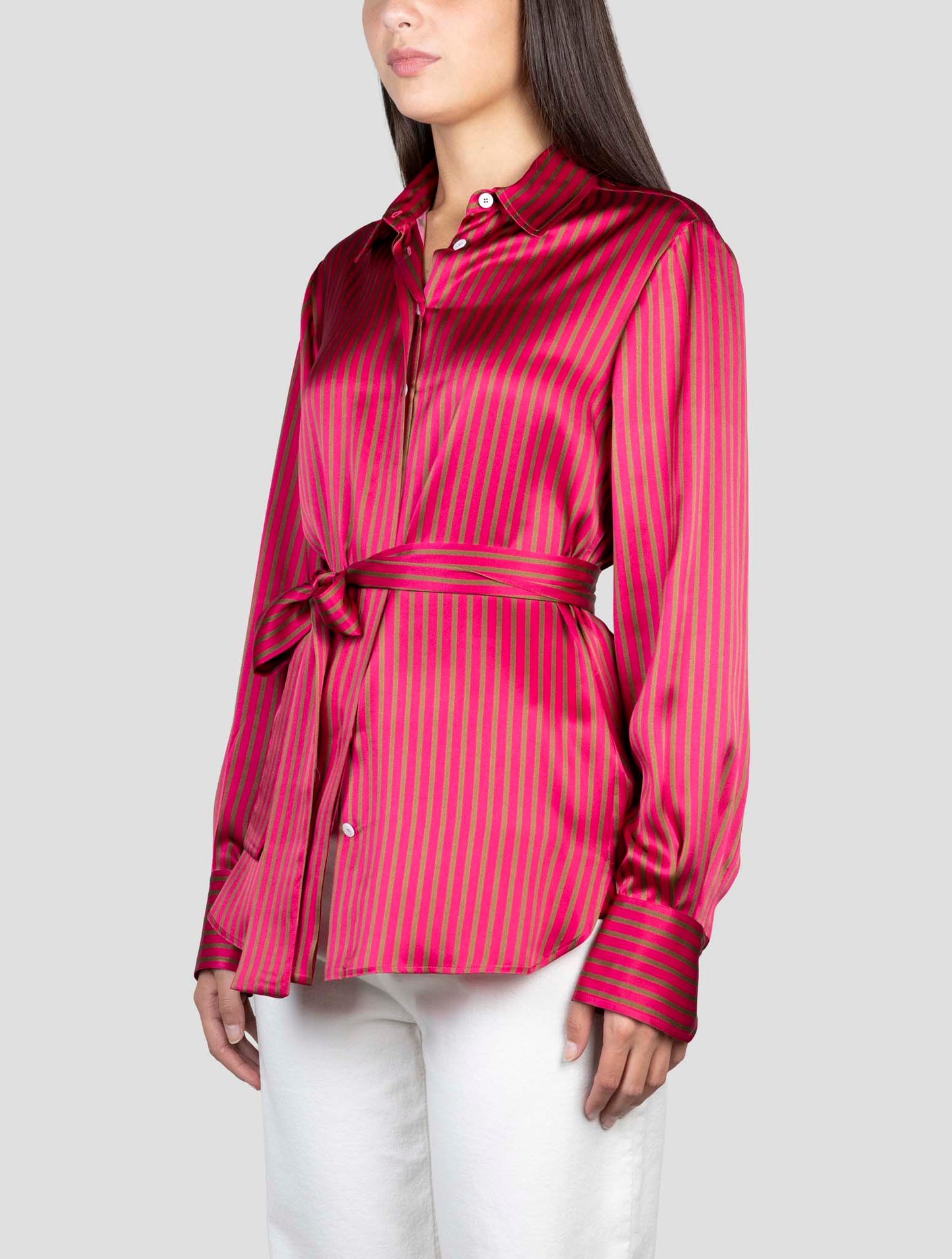 Kiton Fucsia Brown Silk Shirt
