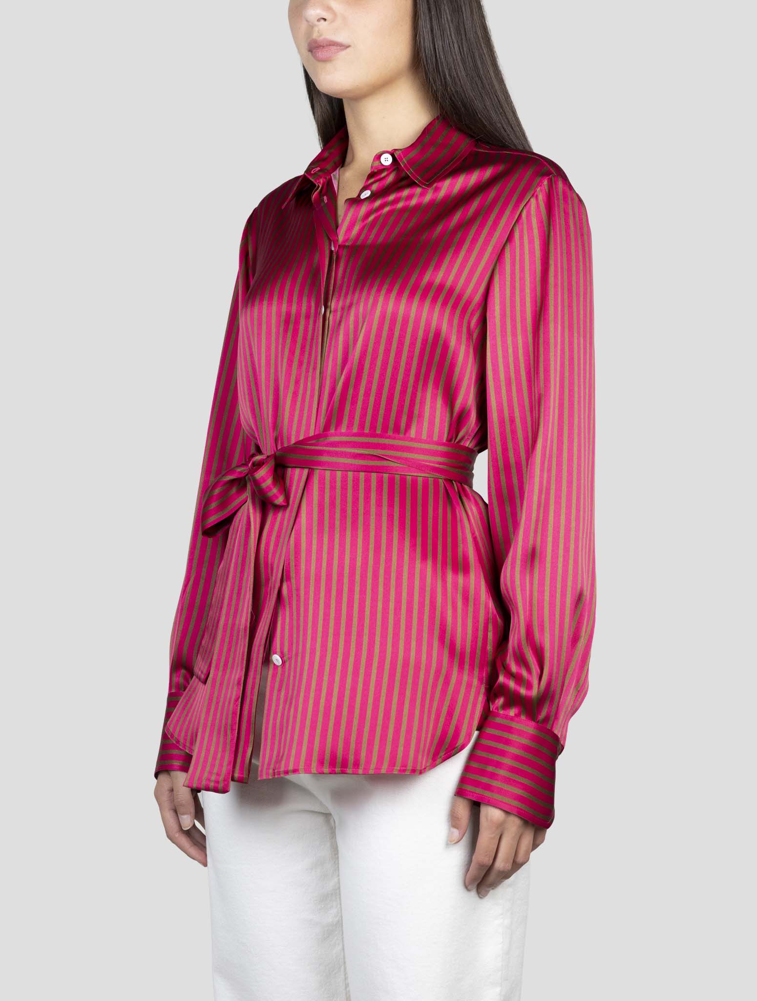 Kiton Fucsia Brown Silk Shirt