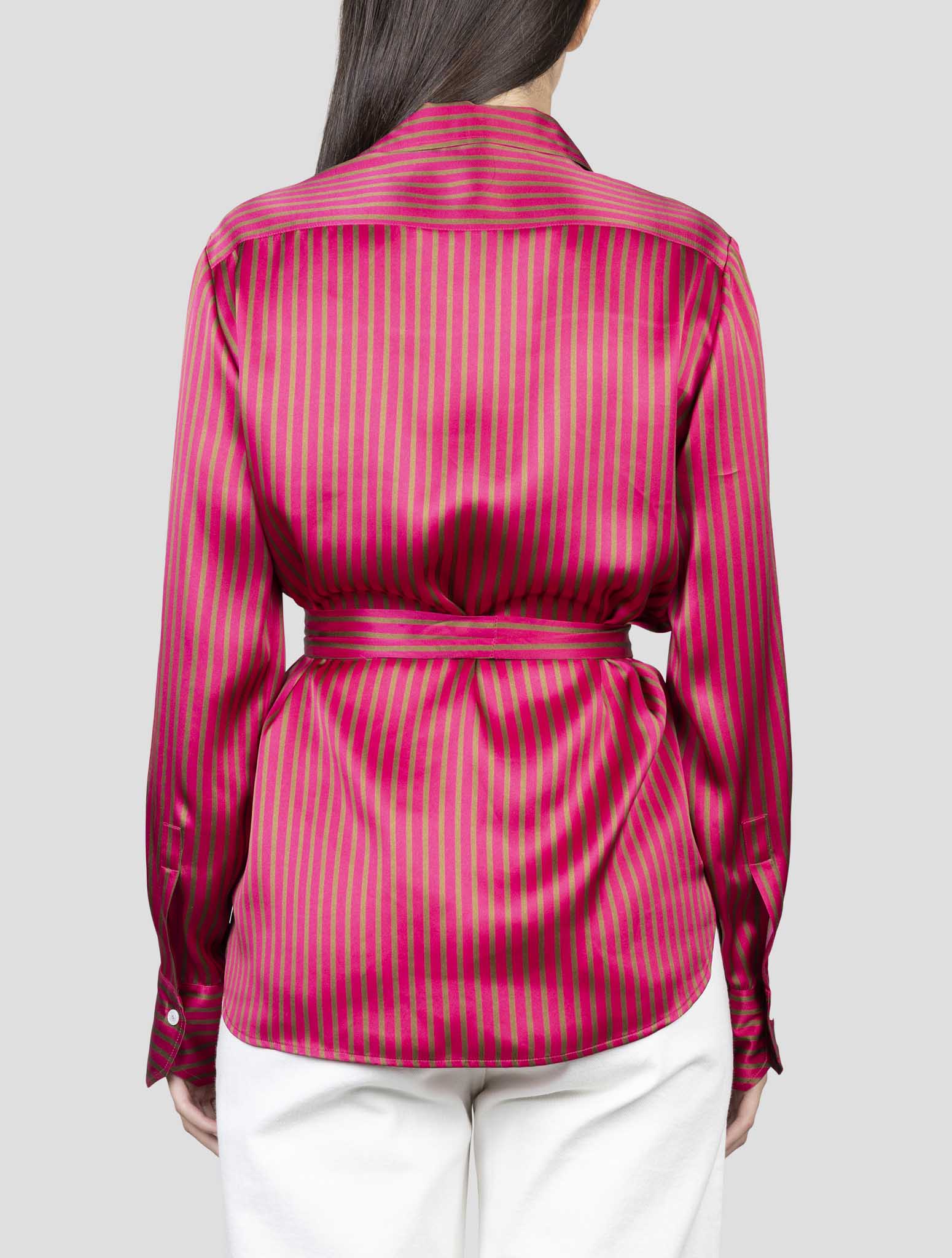 Kiton Fucsia Brown Silk Shirt