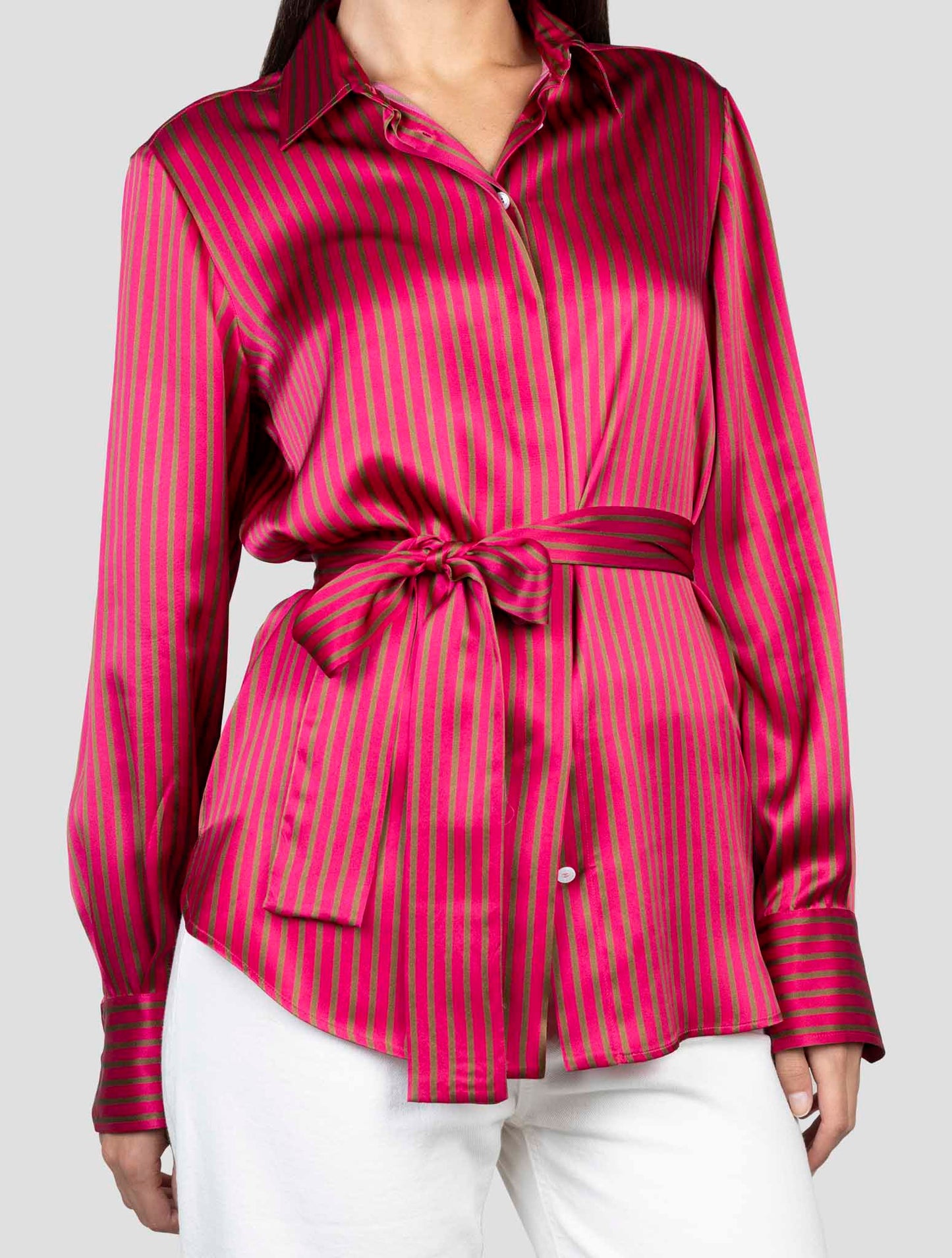 Kiton Fucsia Brown Silk Shirt
