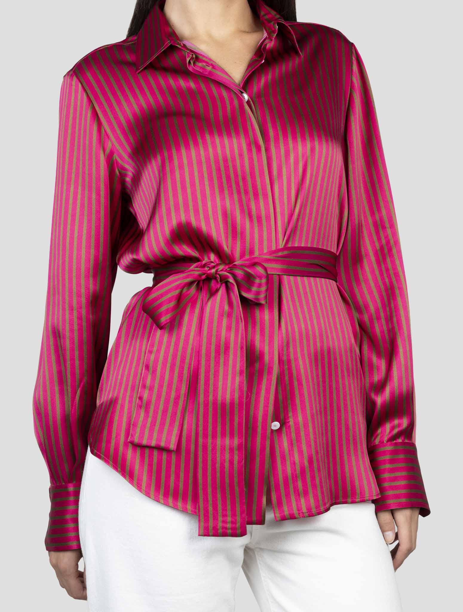 Kiton Fucsia Brown Silk Shirt
