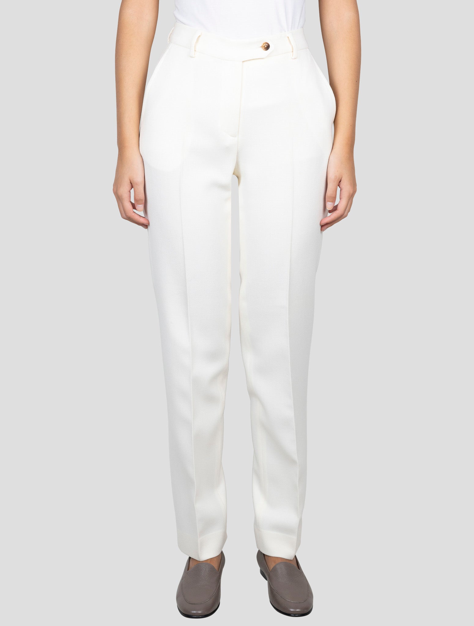 Kiton White Wool Pants