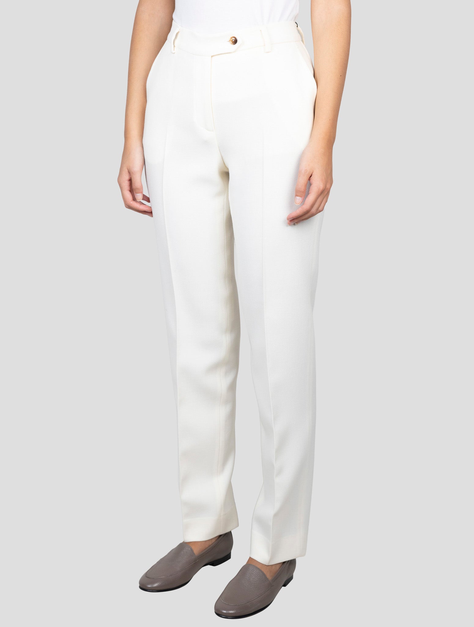 Kiton White Wool Pants
