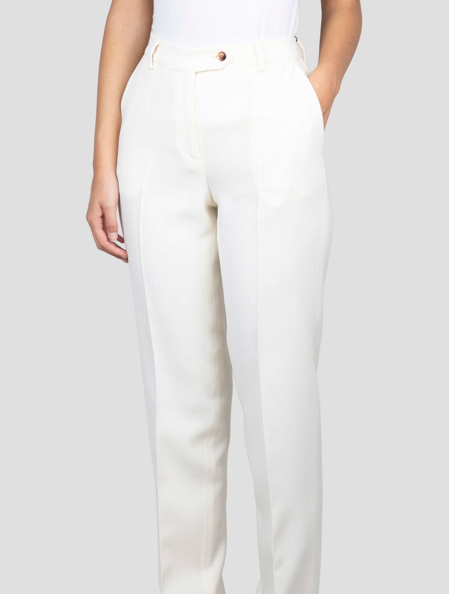 Kiton White Wool Pants