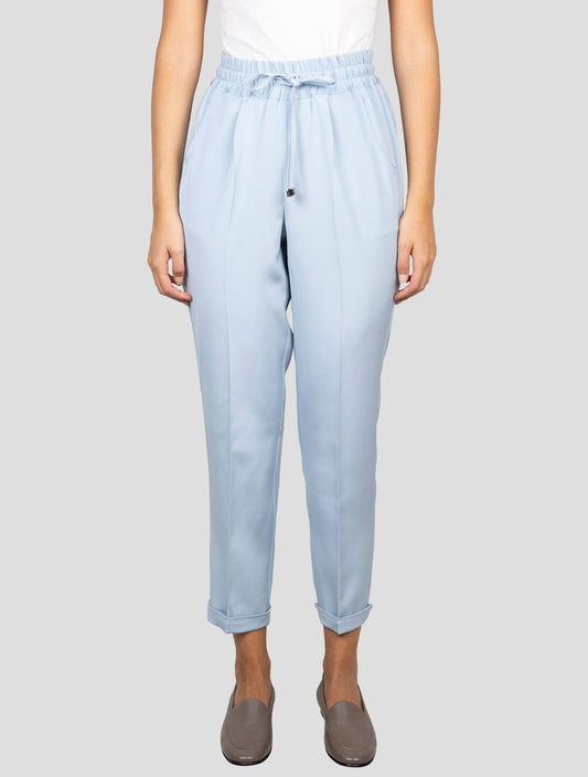 Kiton Light Blue Silk Ea Pants