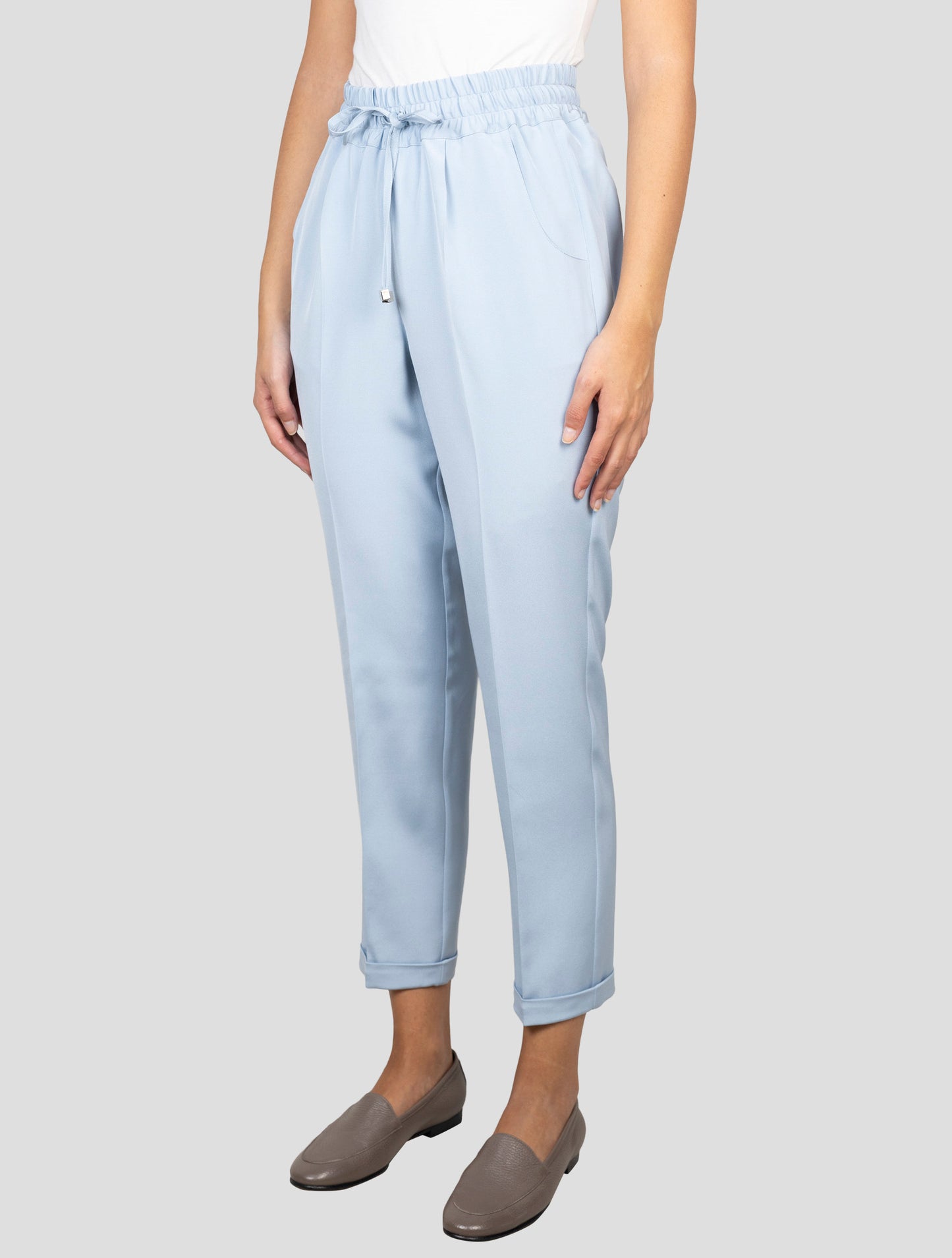 Kiton Light Blue Silk Ea Pants