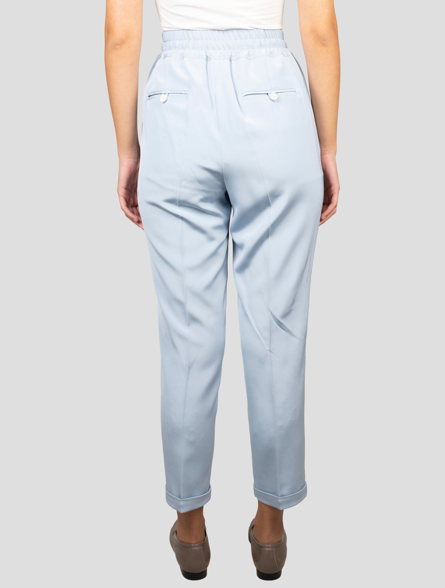 Kiton Light Blue Silk Ea Pants
