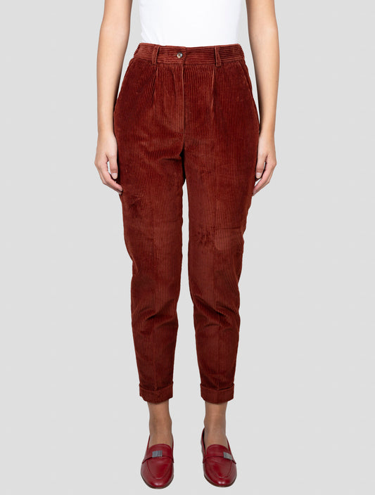 Kiton Brown Cotton Velvet Pants