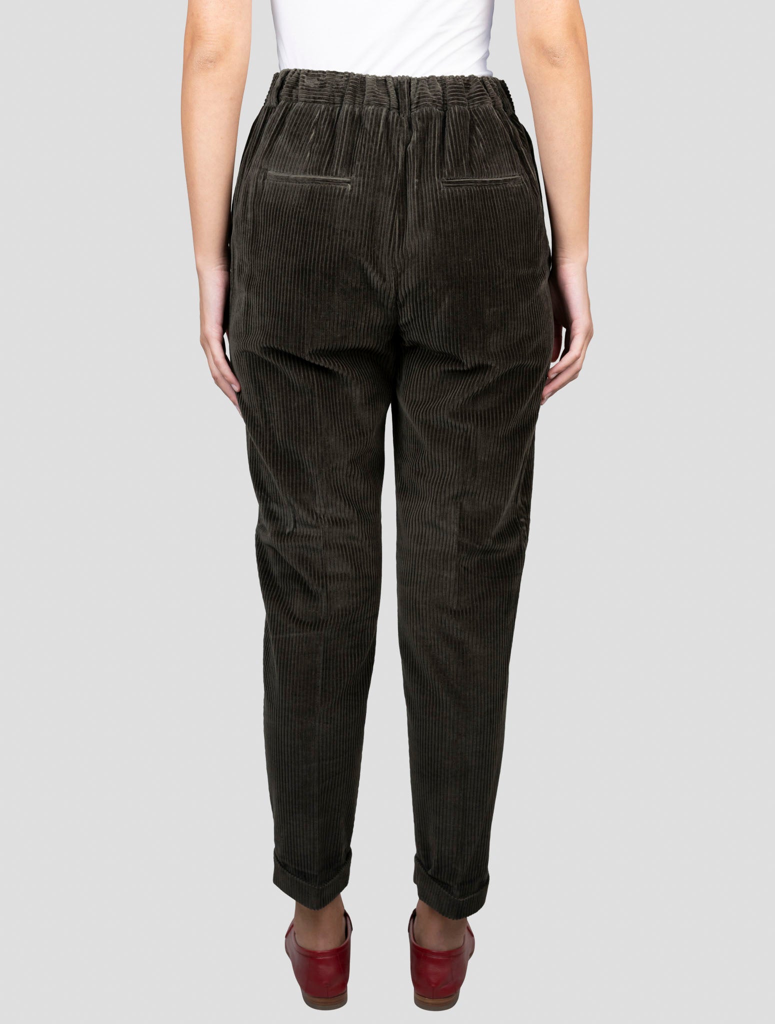 Kiton Green Cotton Velvet Pants