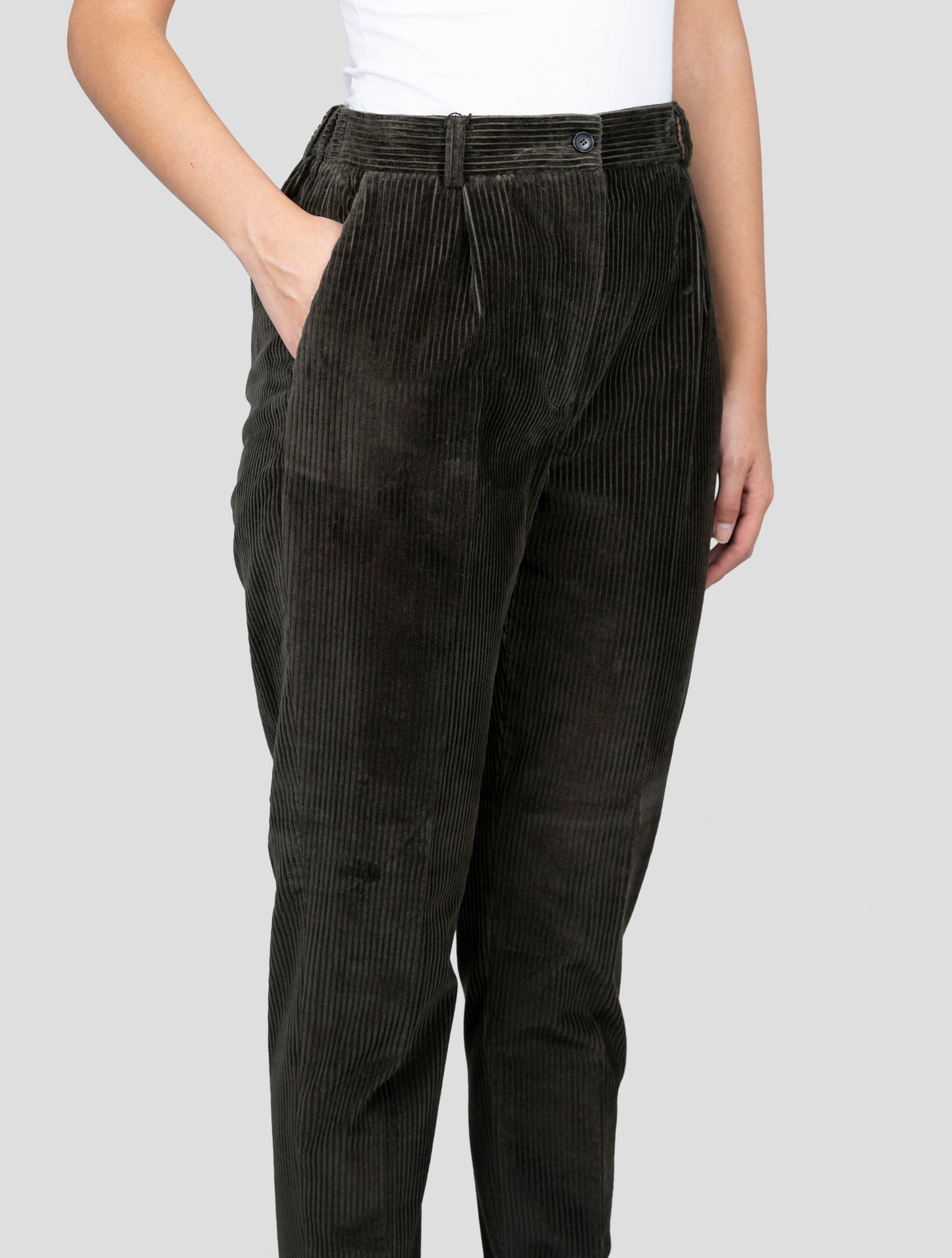 Kiton Green Cotton Velvet Pants