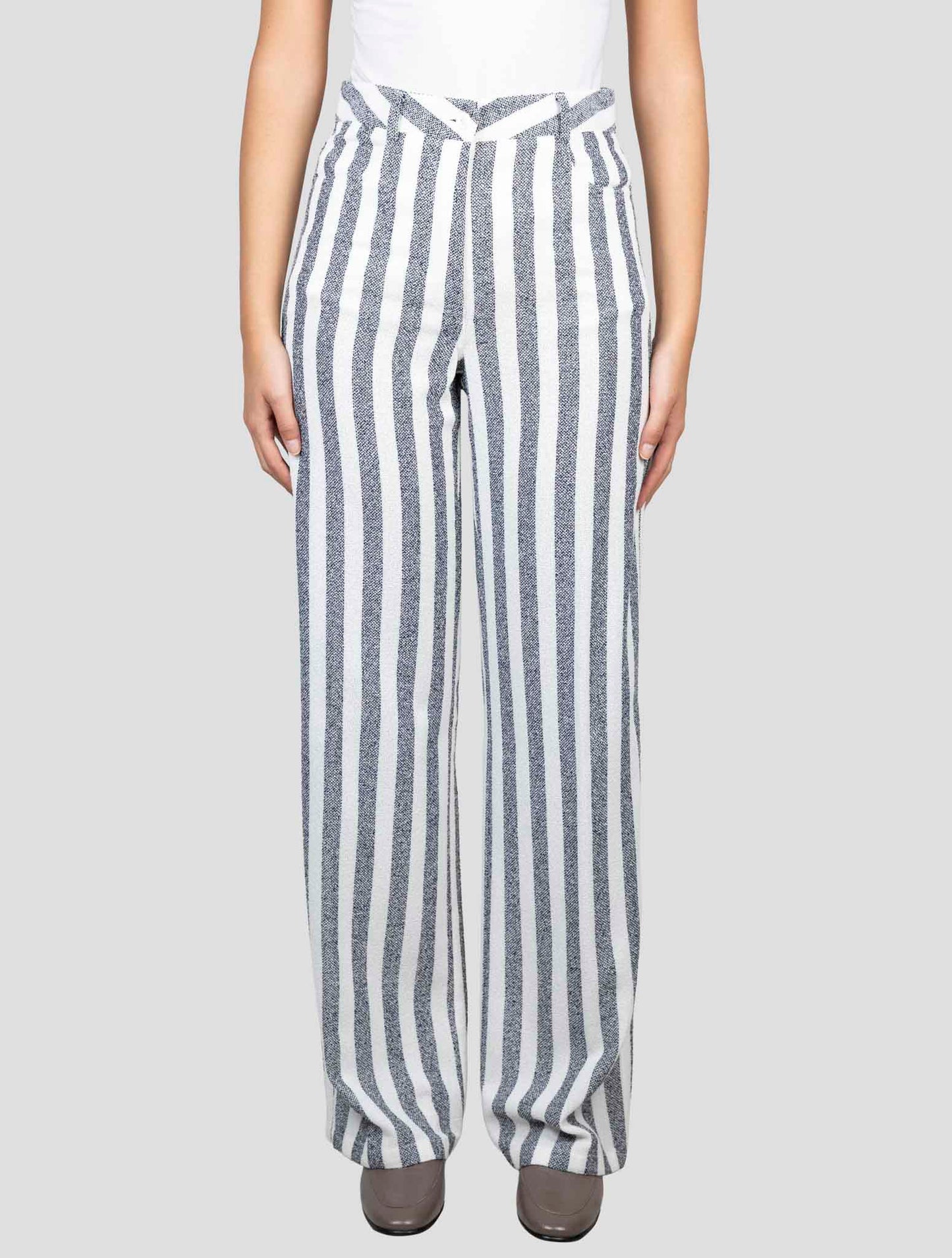 Kiton White Blue Viscose Cotton Pa Pants