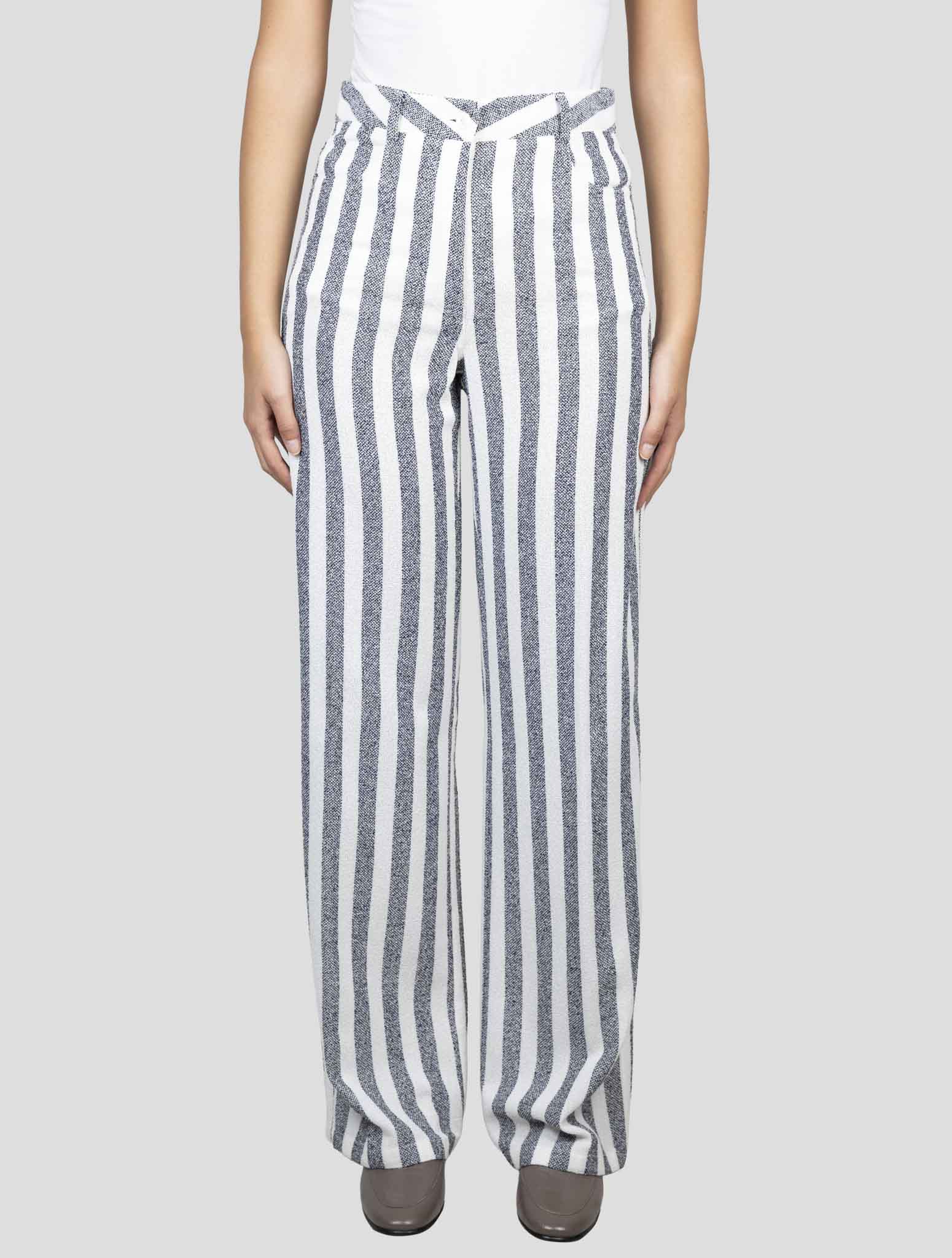 Kiton White Blue Viscose Cotton Pa Pants