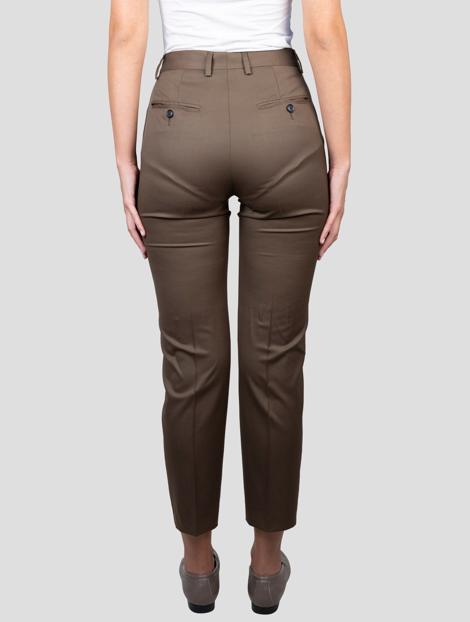 Kiton Green Wool Dress Pants