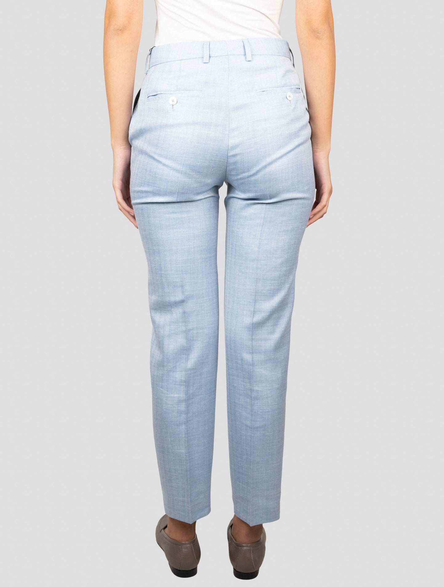 Kiton Light Blue Wool Silk Linen Pants