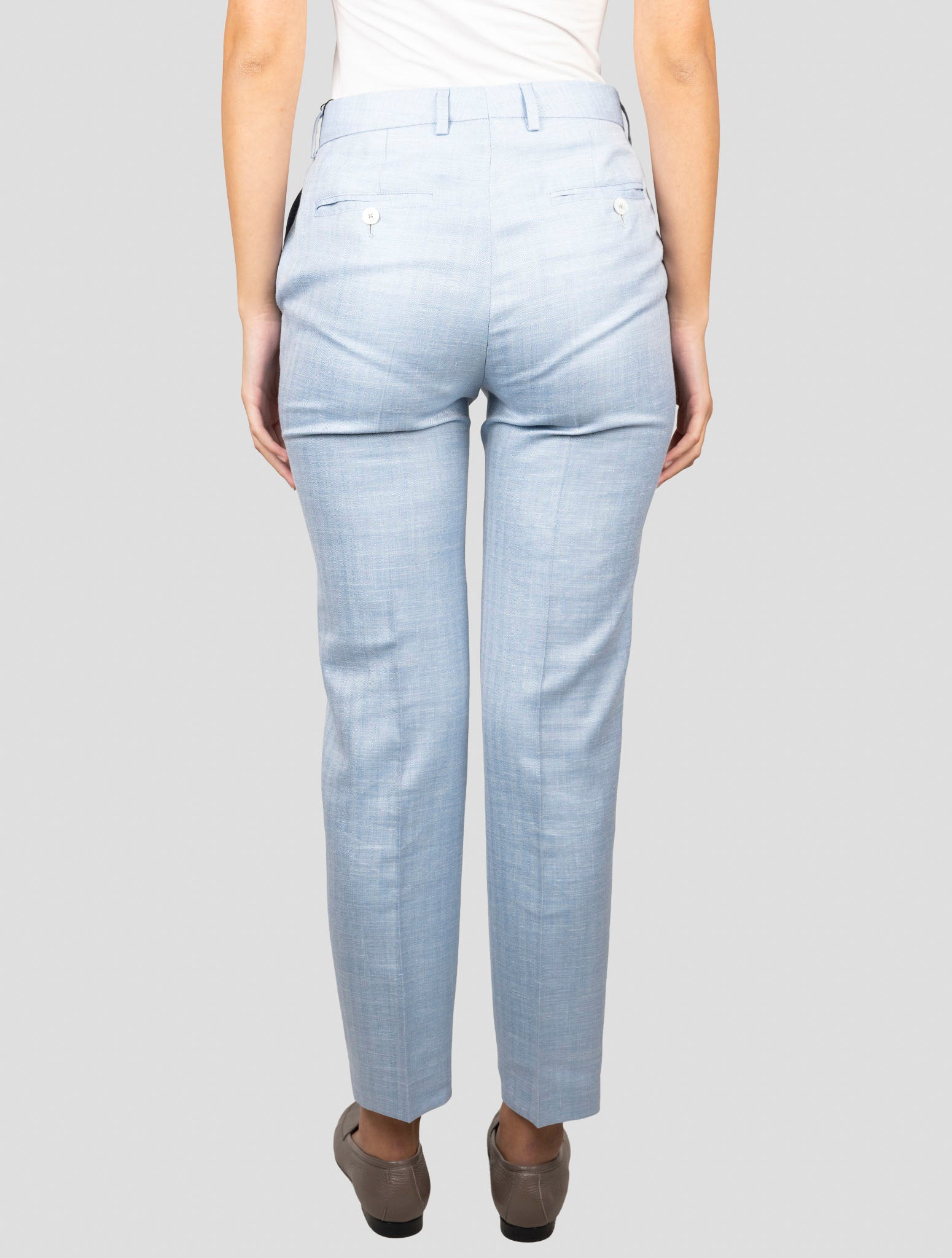 Kiton Light Blue Wool Silk Linen Pants