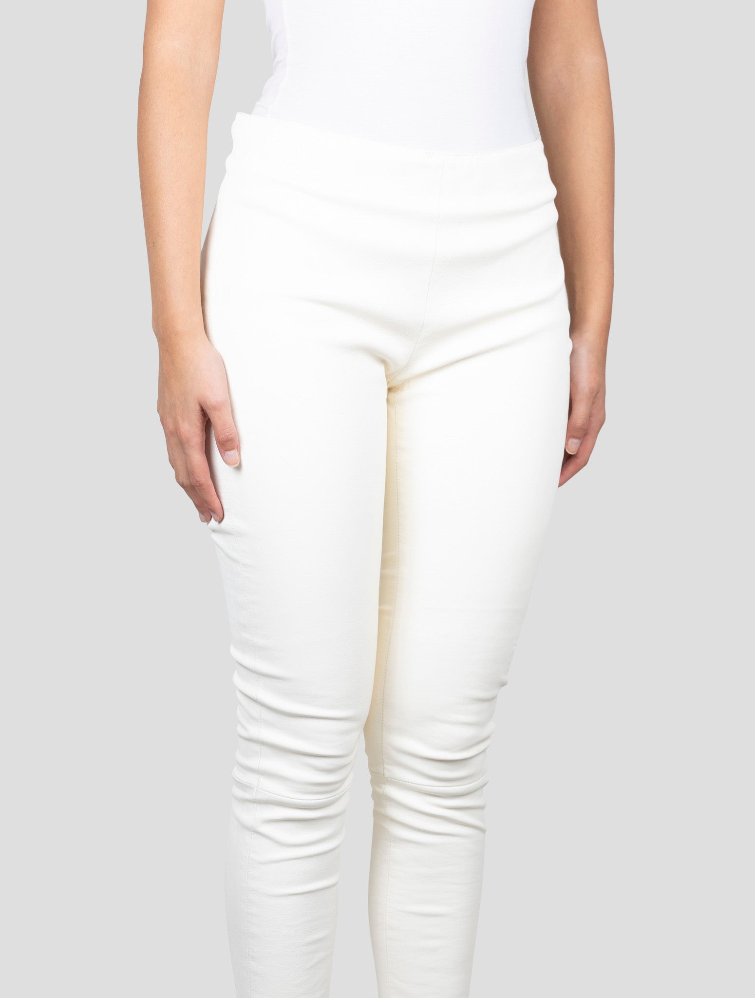 Kiton White Leather Pants
