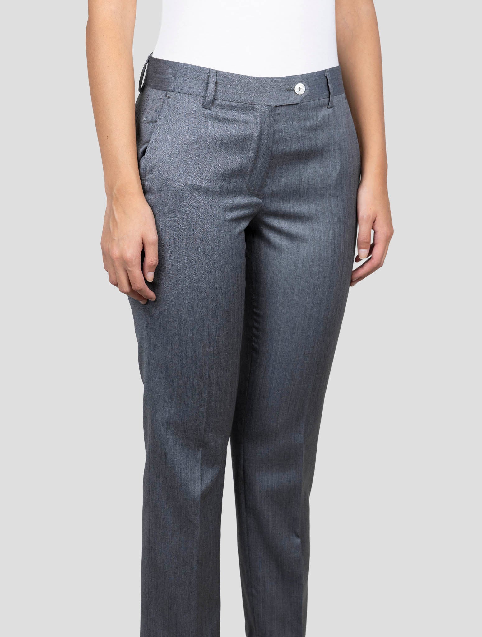 Kiton Gray Virgin Wool Silk Pants