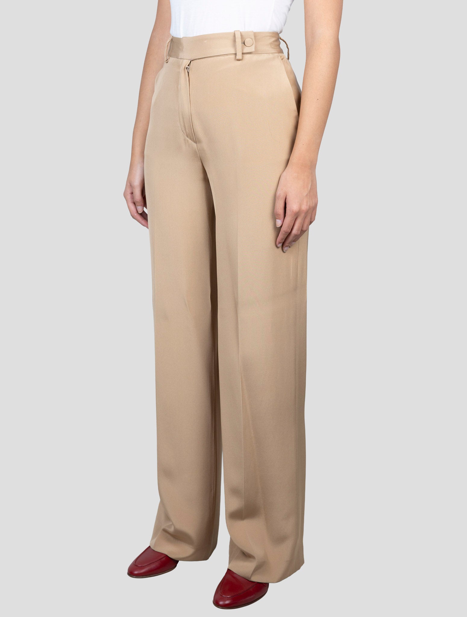 Kiton Beige Silk Dress Pants