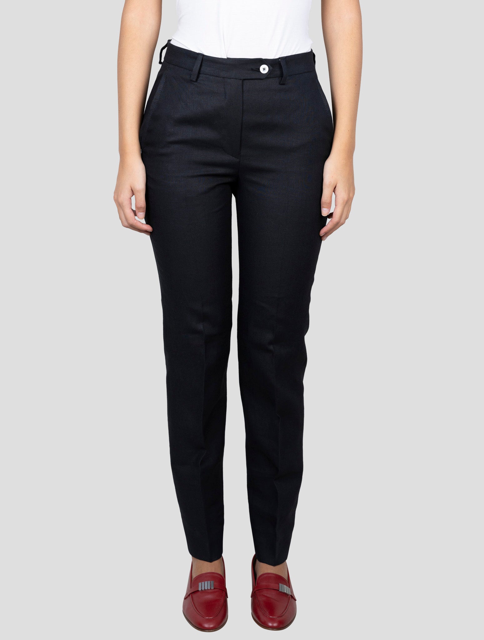 Kiton Black Linen Pants