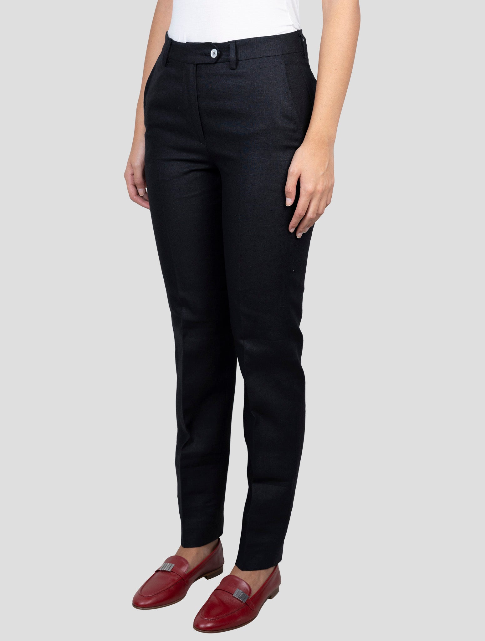 Kiton Black Linen Pants