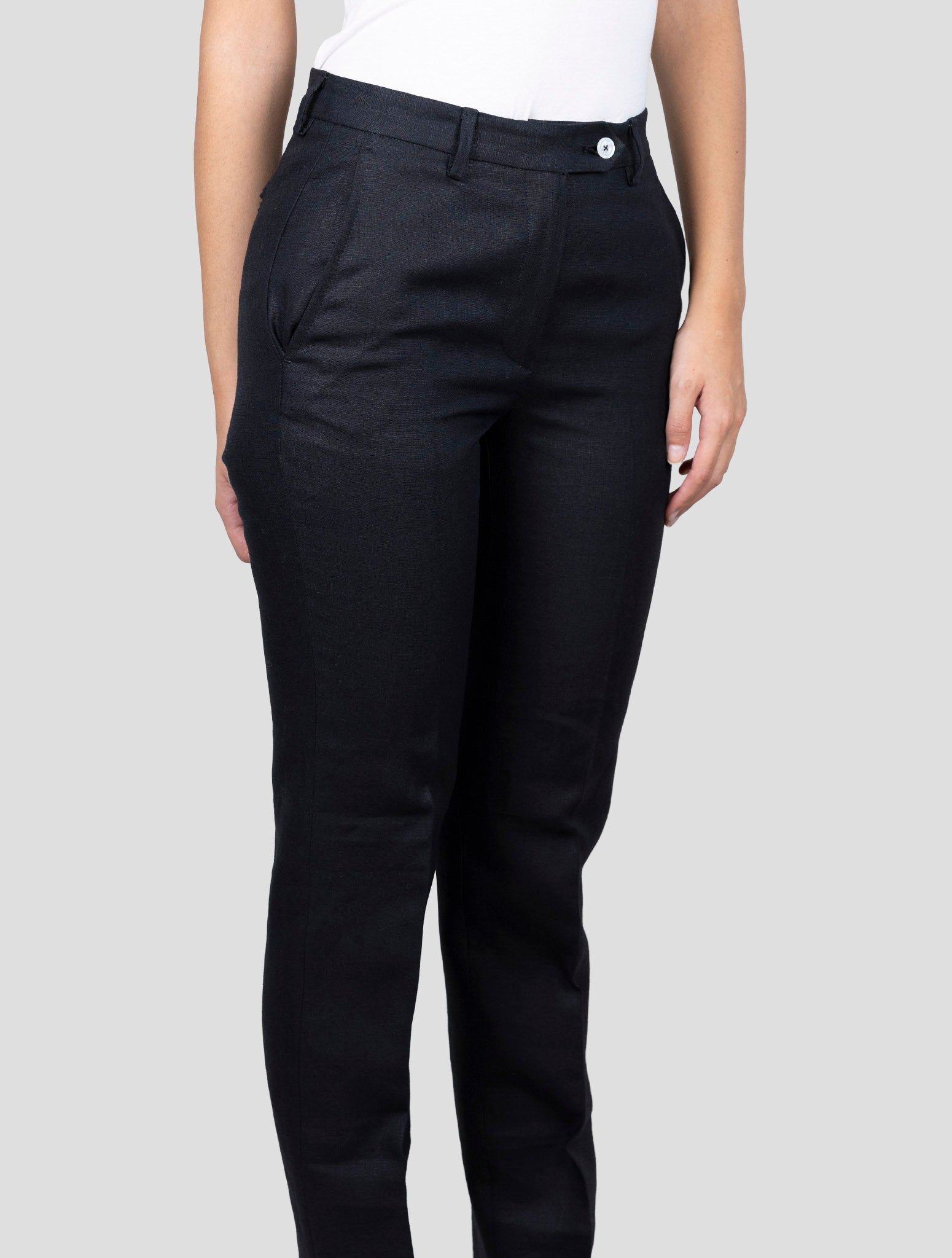 Kiton Black Linen Pants