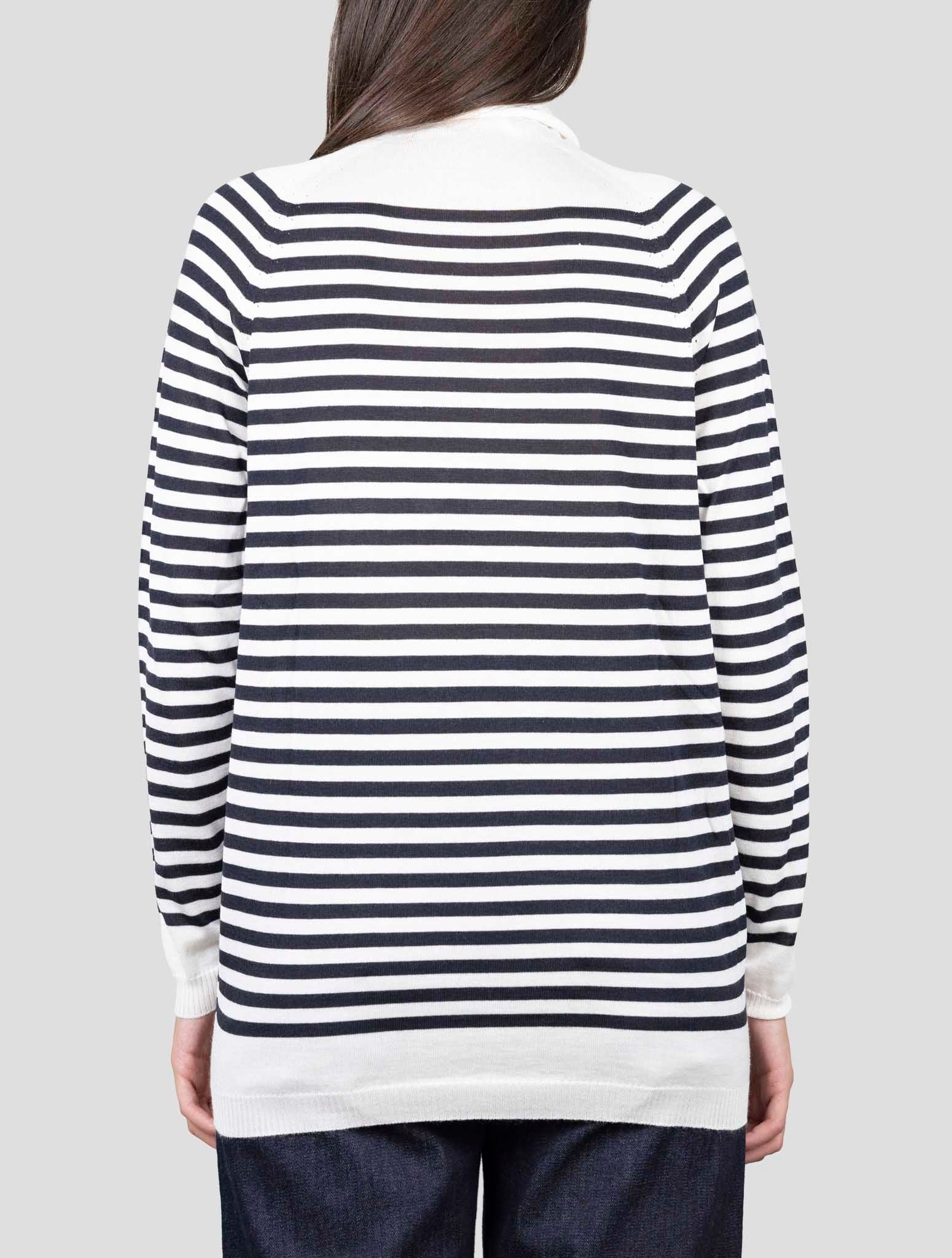 Kiton White Black Cashmere Silk Sweater Turtleneck