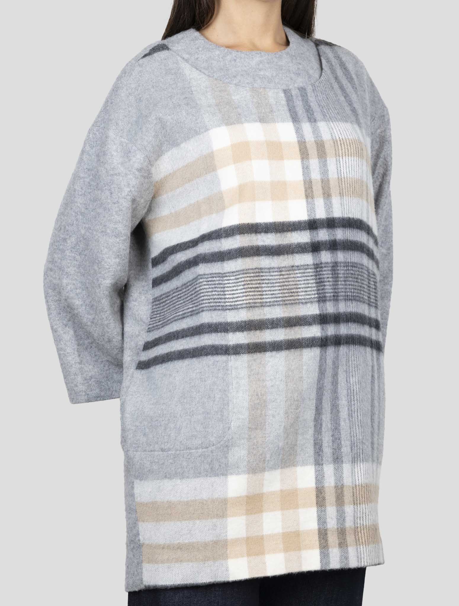 Kiton Blue White Cashmere Silk Sweater Turtleneck