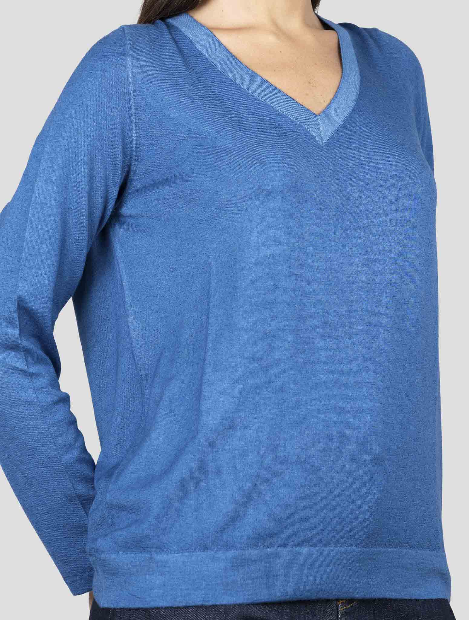 Kiton Blue Cashmere Sweater V-Neck