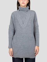 Kiton Gray Cashmere Zibellino Sweater V-Neck