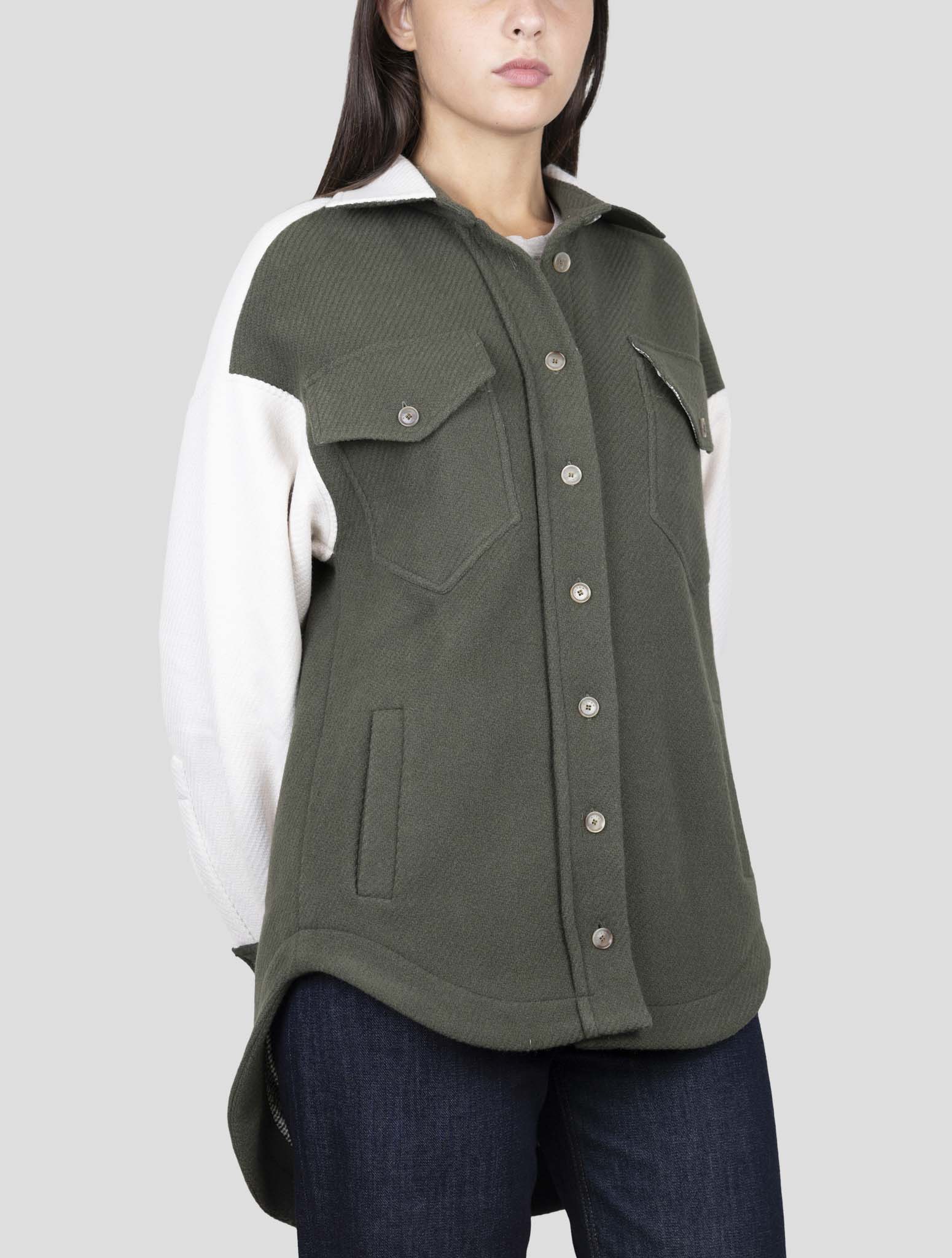 Kiton White Gray Wool Coat