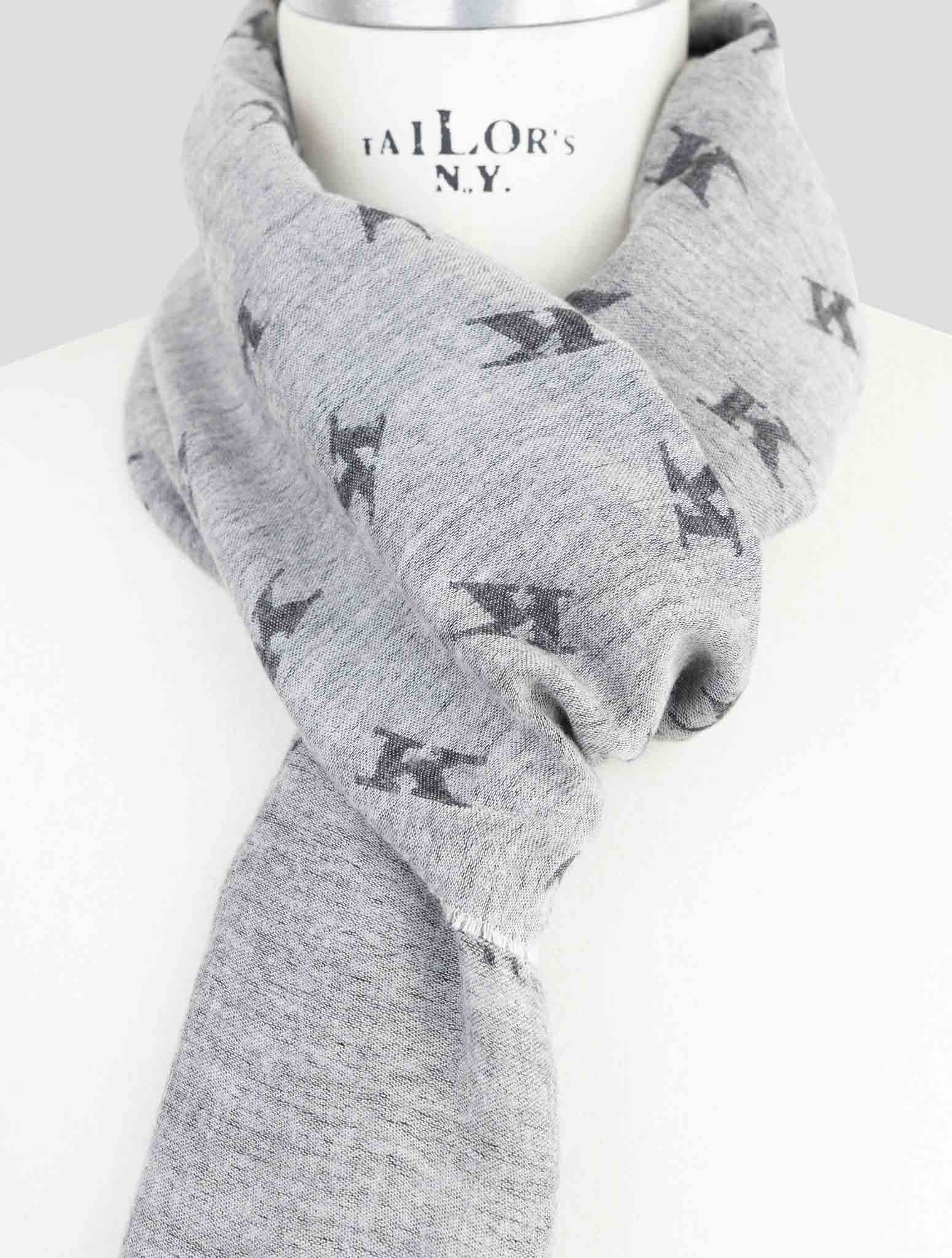 Kiton Gray Wool Silk Scarf