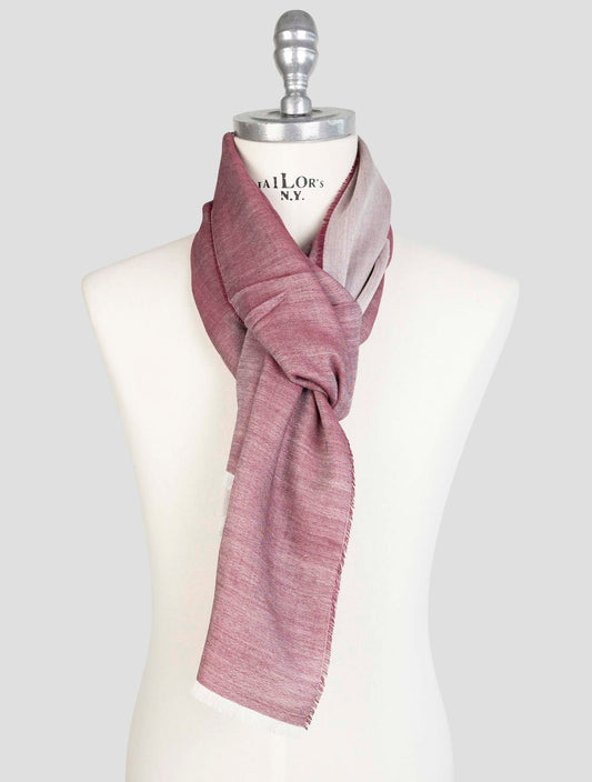 Kiton Burgundy Wool Silk Scarf