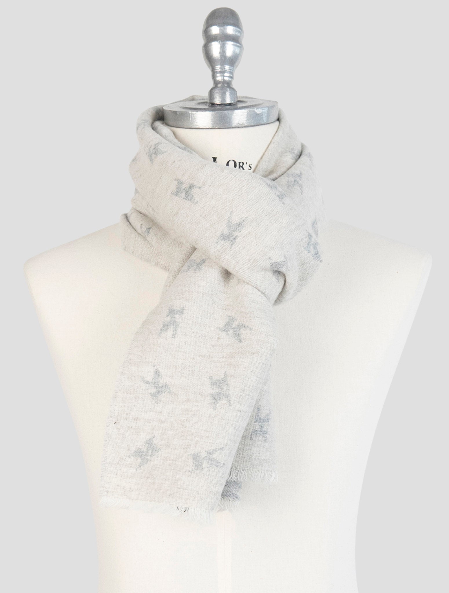 Kiton Gray Wool Cashmere Mink Scarf