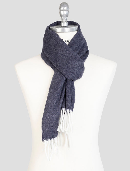 Kiton Blue Cashmere Wool Scarf