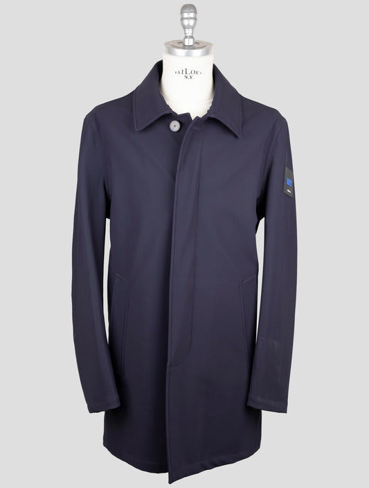 Kiton Knt Dark Blue Fleece Wool Pa Ea Overcoat