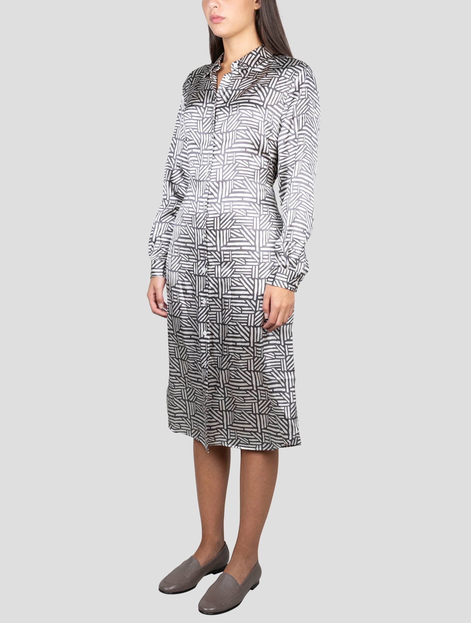 Kiton White Black Silk Dress