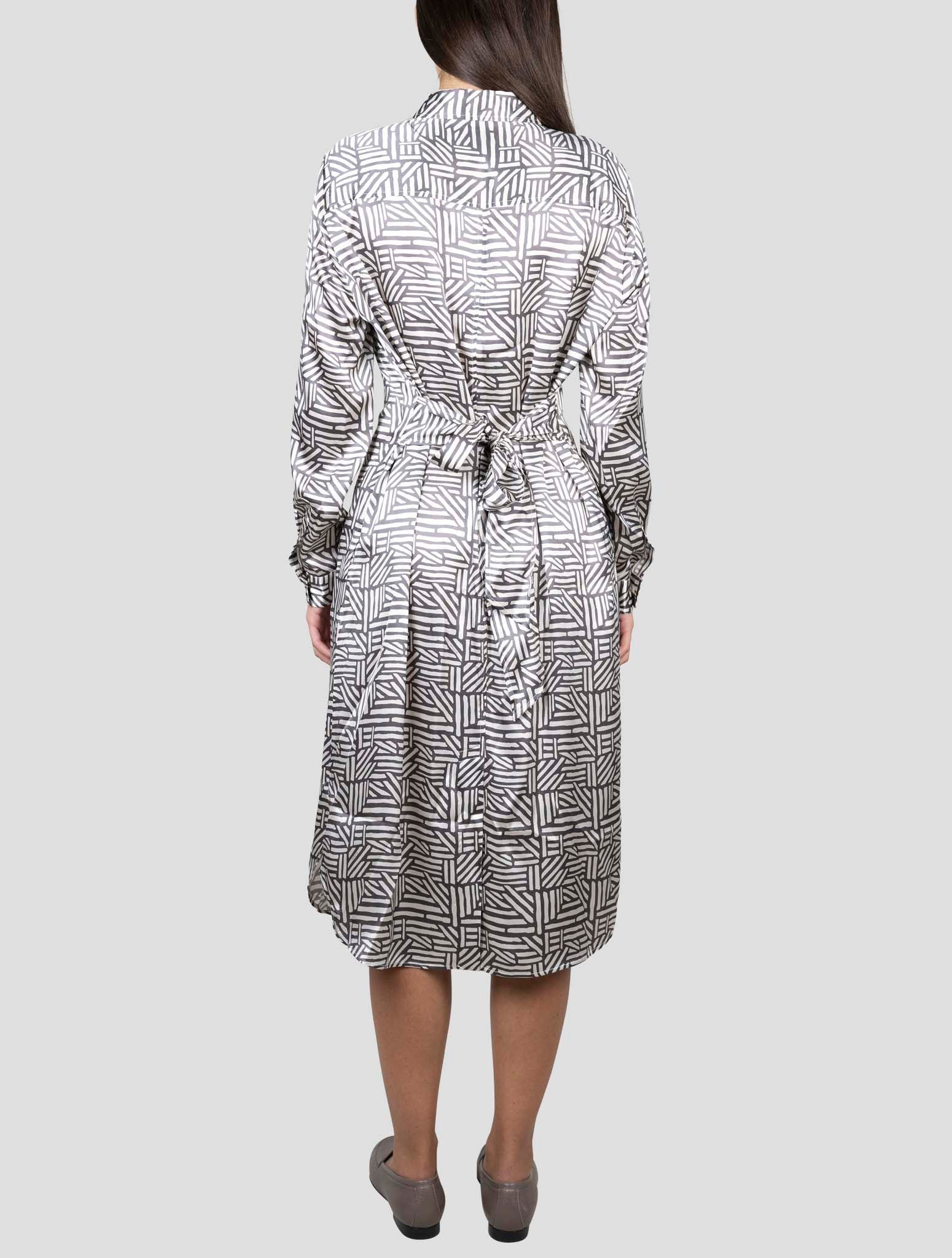 Kiton White Black Silk Dress