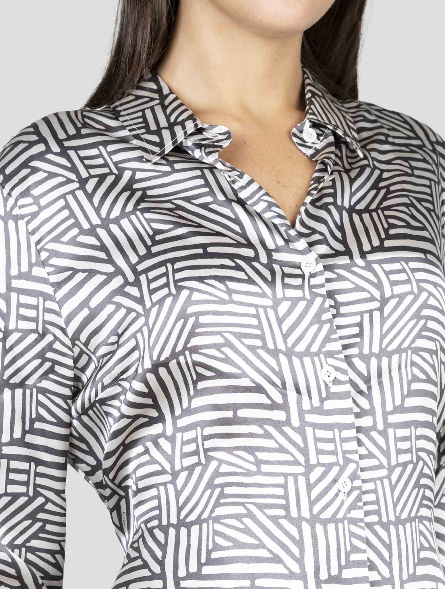 Kiton White Black Silk Dress