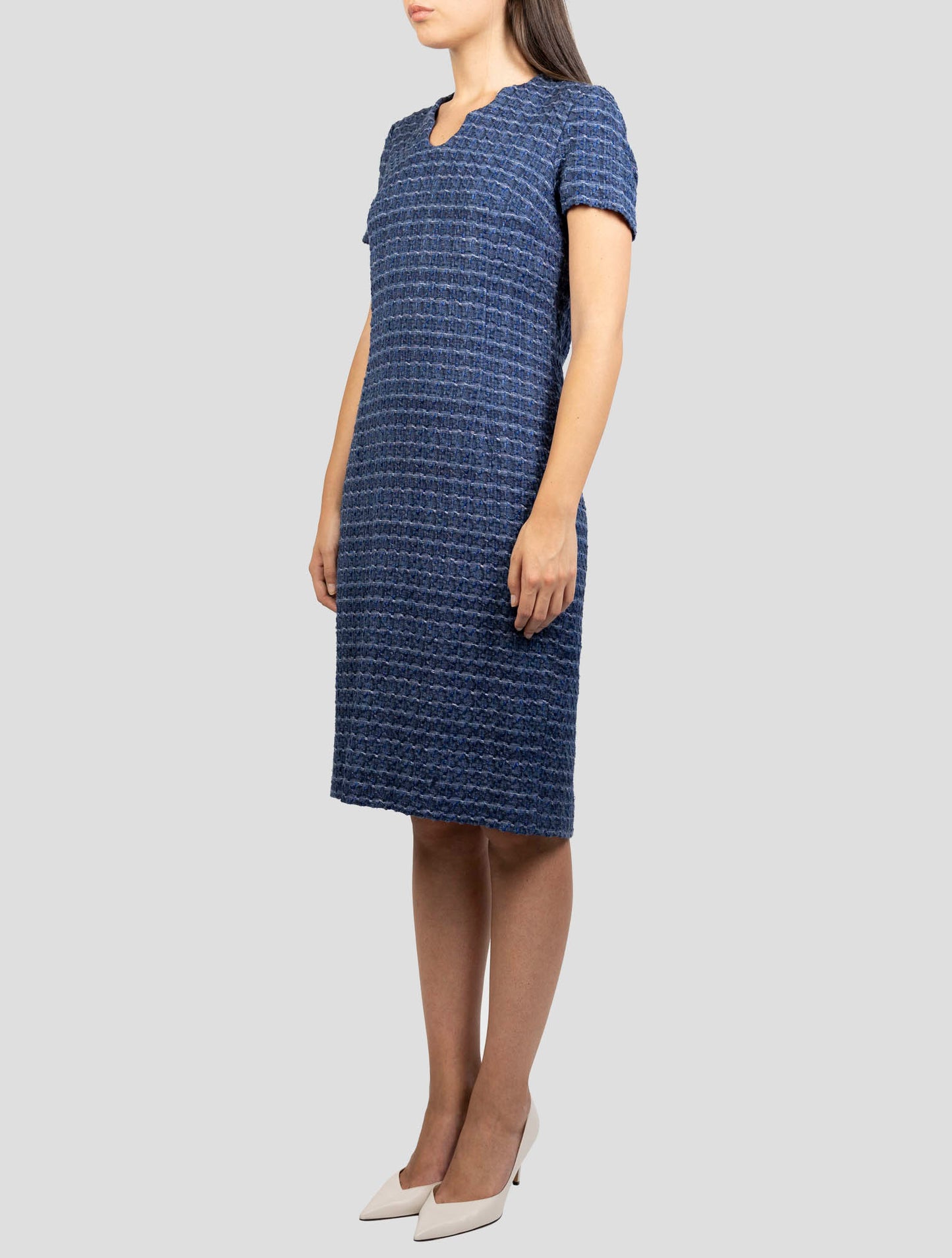 Kiton Blue Pc Cotton Pl Viscose Linen Pa Ea Dress