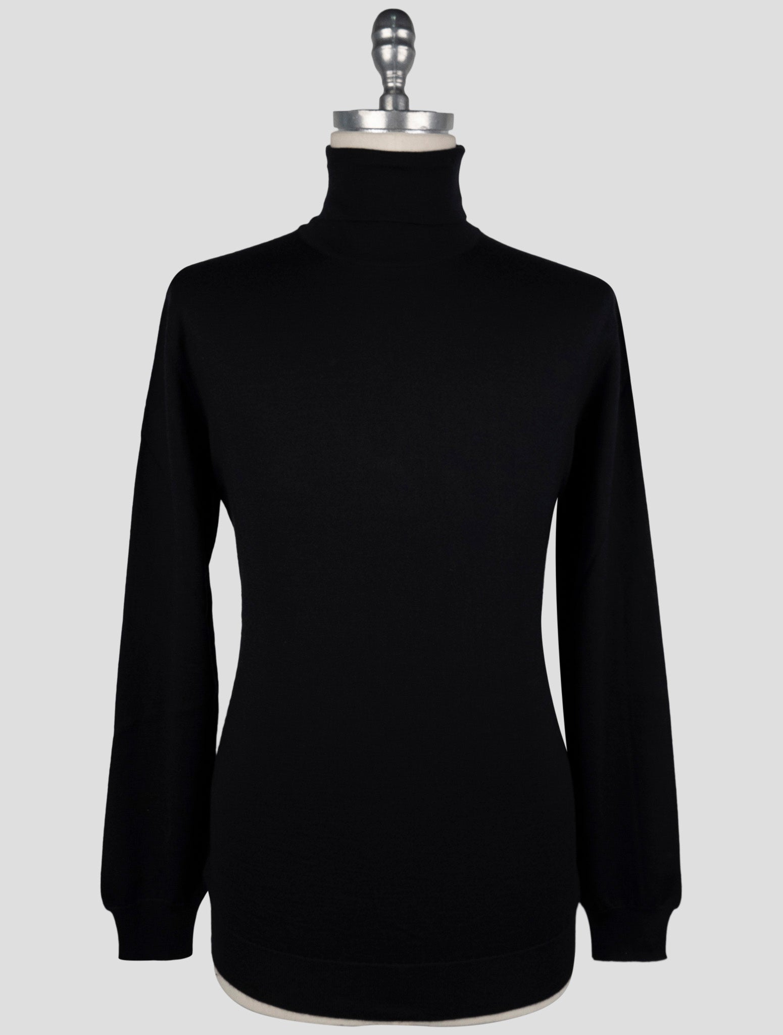 Kiton Black Cashmere Silk Sweater Turtleneck